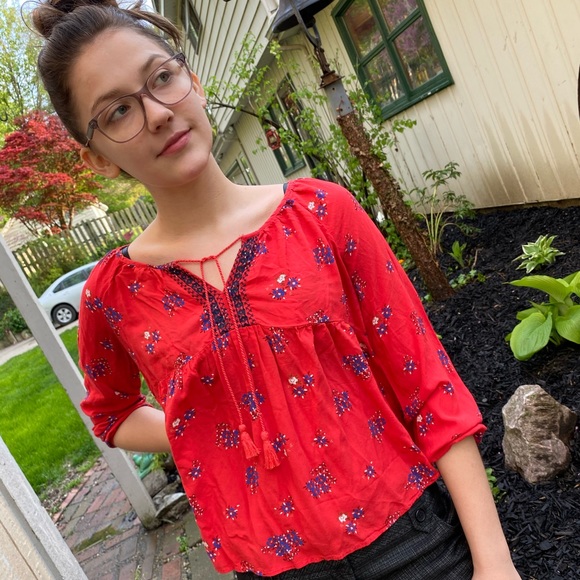 Old Navy flowy red boho top - Picture 4 of 4